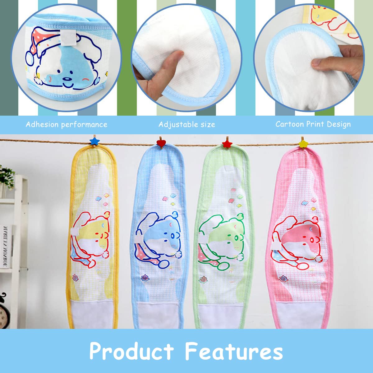 SNOWIE SOFT Baby Belly Band for Newborns with Adjustable 17×17 cm Wrap | Soft Cotton 3 Pcs Set