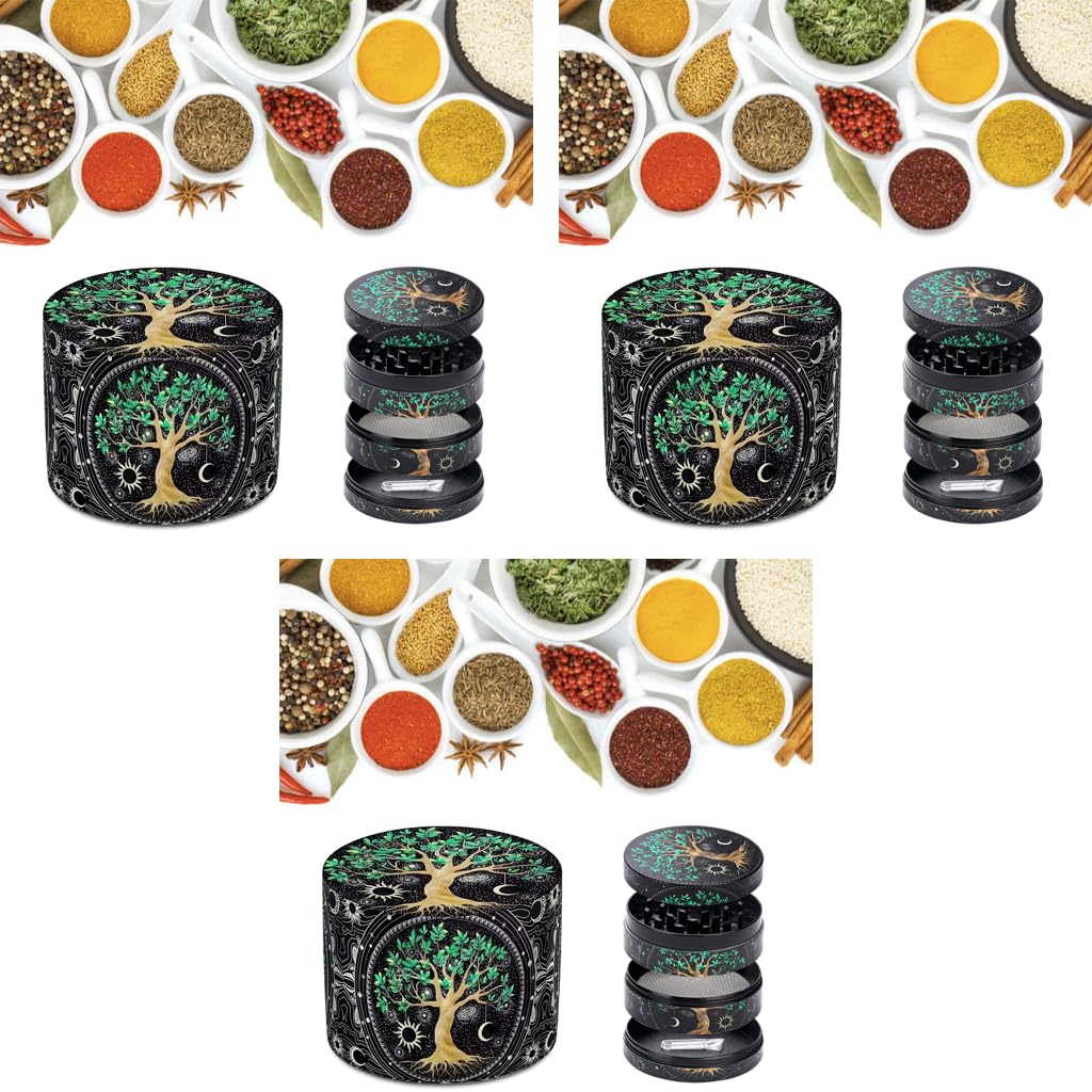 Supvox Herb Storage Grinder with Precision Teeth 4 Layer Zinc Alloy Design | 3PCS Set