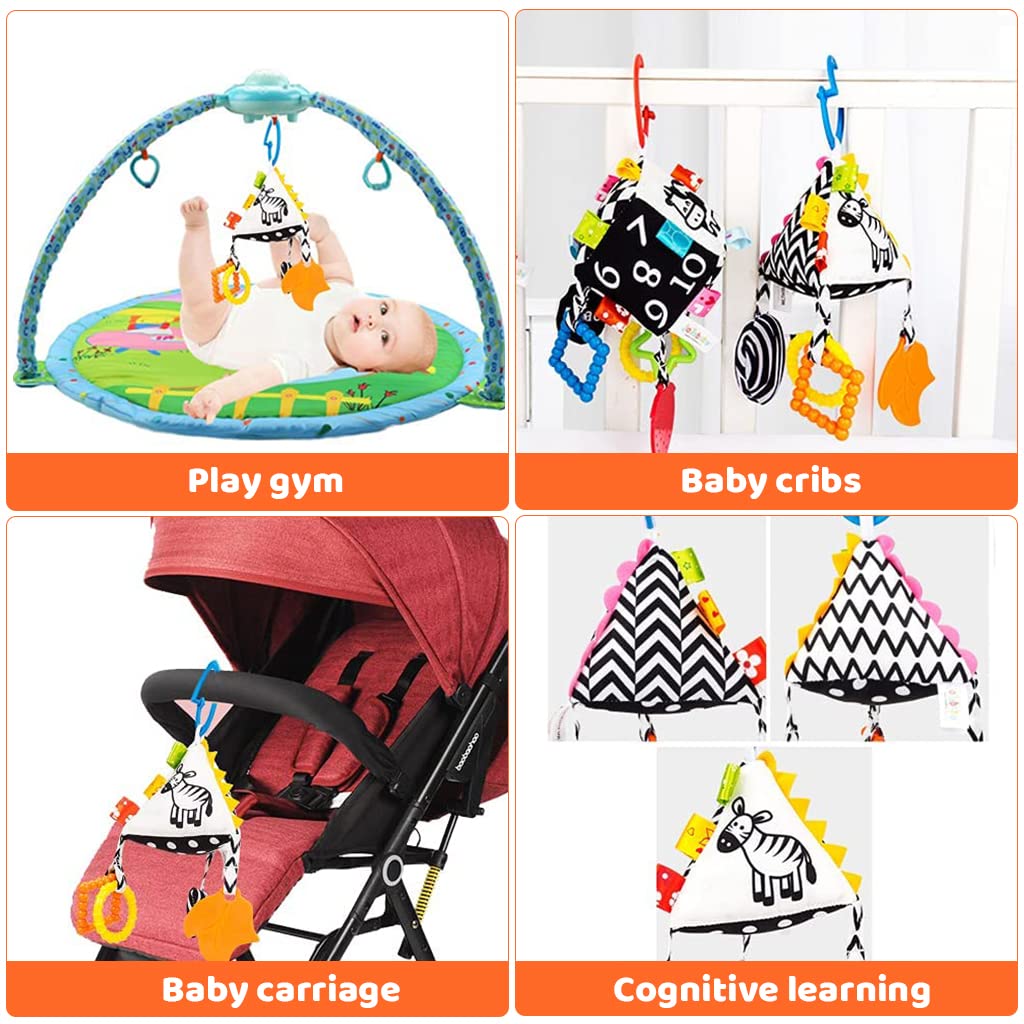 HASTHIP Hanging Toys for Babies featuring Silicone Teether & Sound Device | Soft Cloth Cube for Crib, Stroller and Car Seat