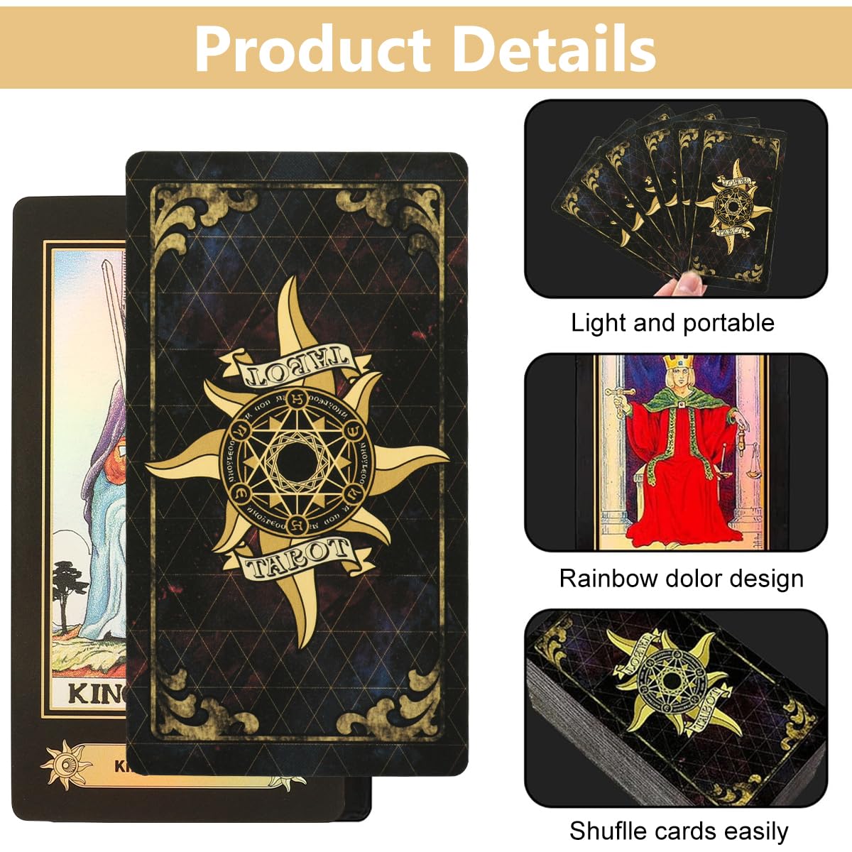 PATPAT Tarot Card Deck Set for Beginners with 78 Cards and Guidebook | Iridescent Illustrated Design