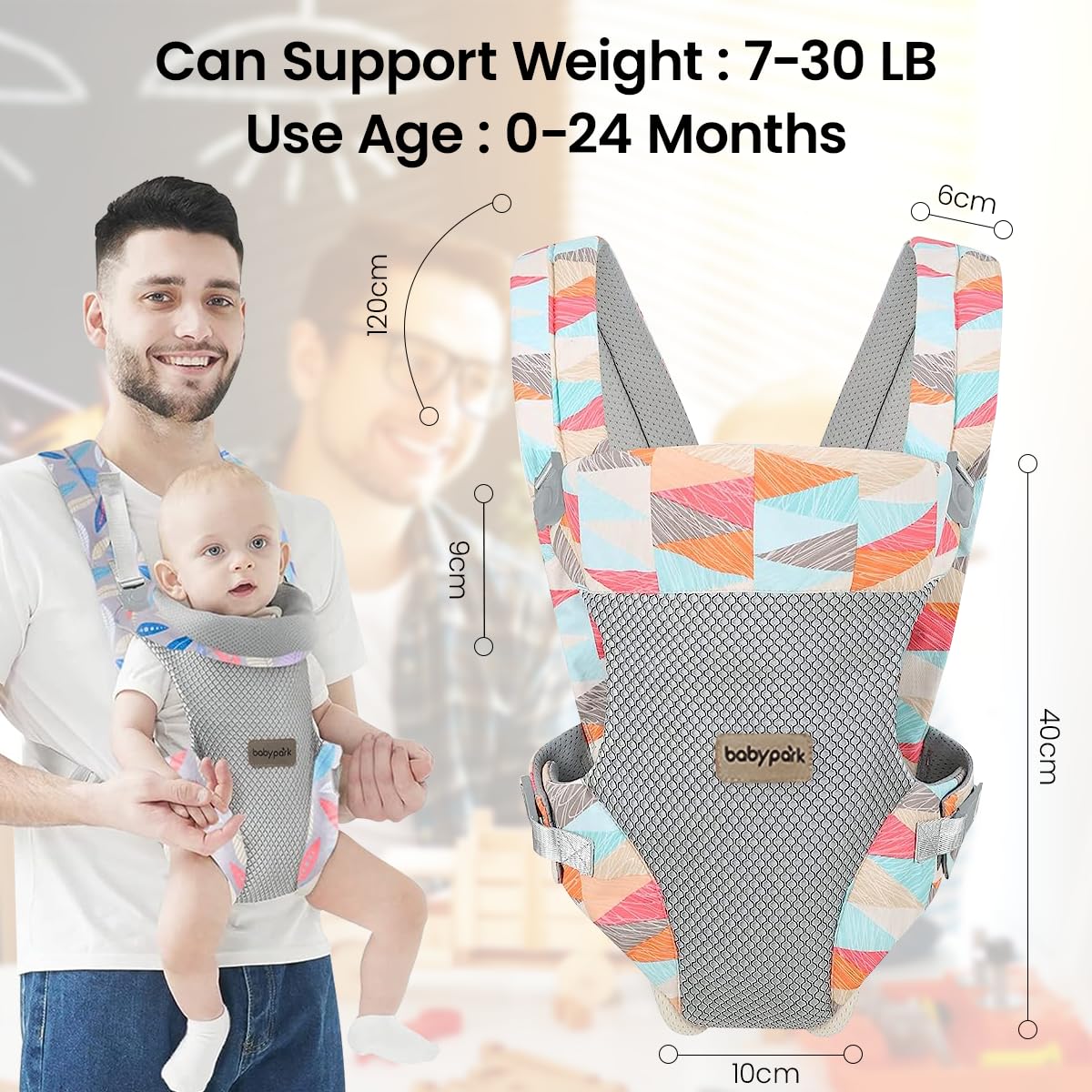 SNOWIE SOFT Baby Carrier for Newborn to Toddler 0–36 Months with Waist Belt and 6 Adjustable Points | Soft Breathable Cotton Fabric Under 25 kg