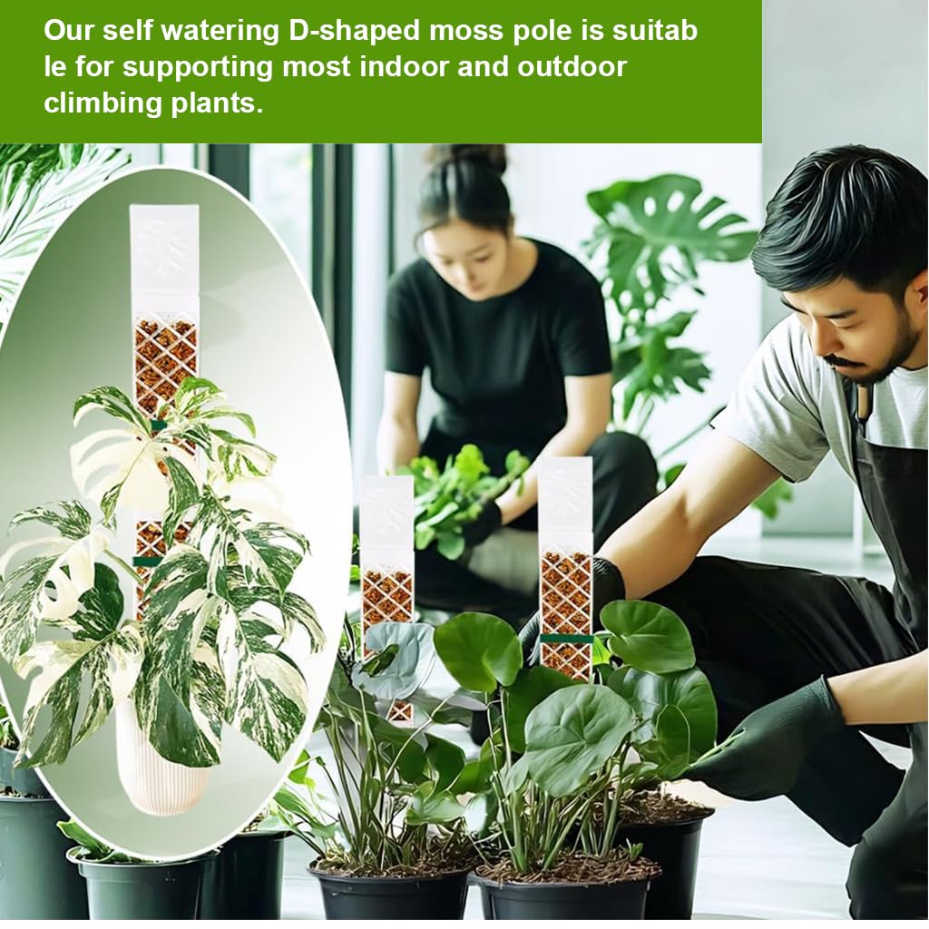HASTHIP Self Watering Moss Pole Kit for Monstera and Pothos featuring 47.5 cm Stackable Design | Includes Adjustable Drip Irrigator