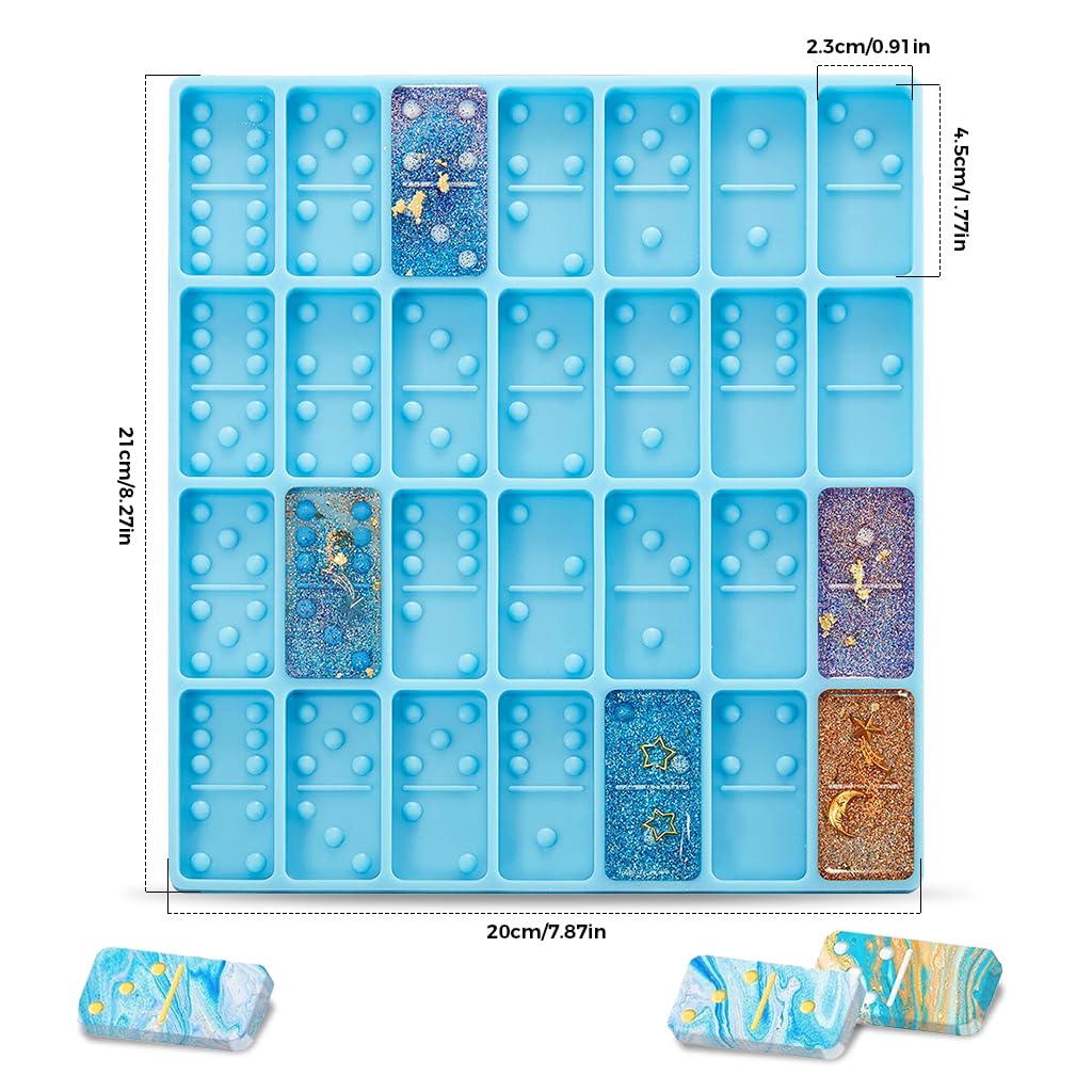 HASTHIP® Domino Resin Molds, Standard 28 Cavities Silicone Molds for Pendant Candy Chocolate Clay Mold Clay Molds Silicone Dominoes Molds for DIY Craft