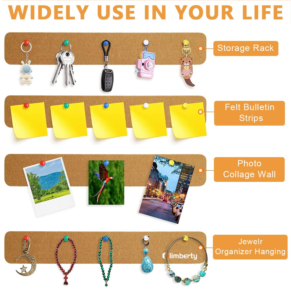 Climberty Felt Bulletin Board Combo for Home with 11 Boards and 85 Pins | Notes and Photos Display