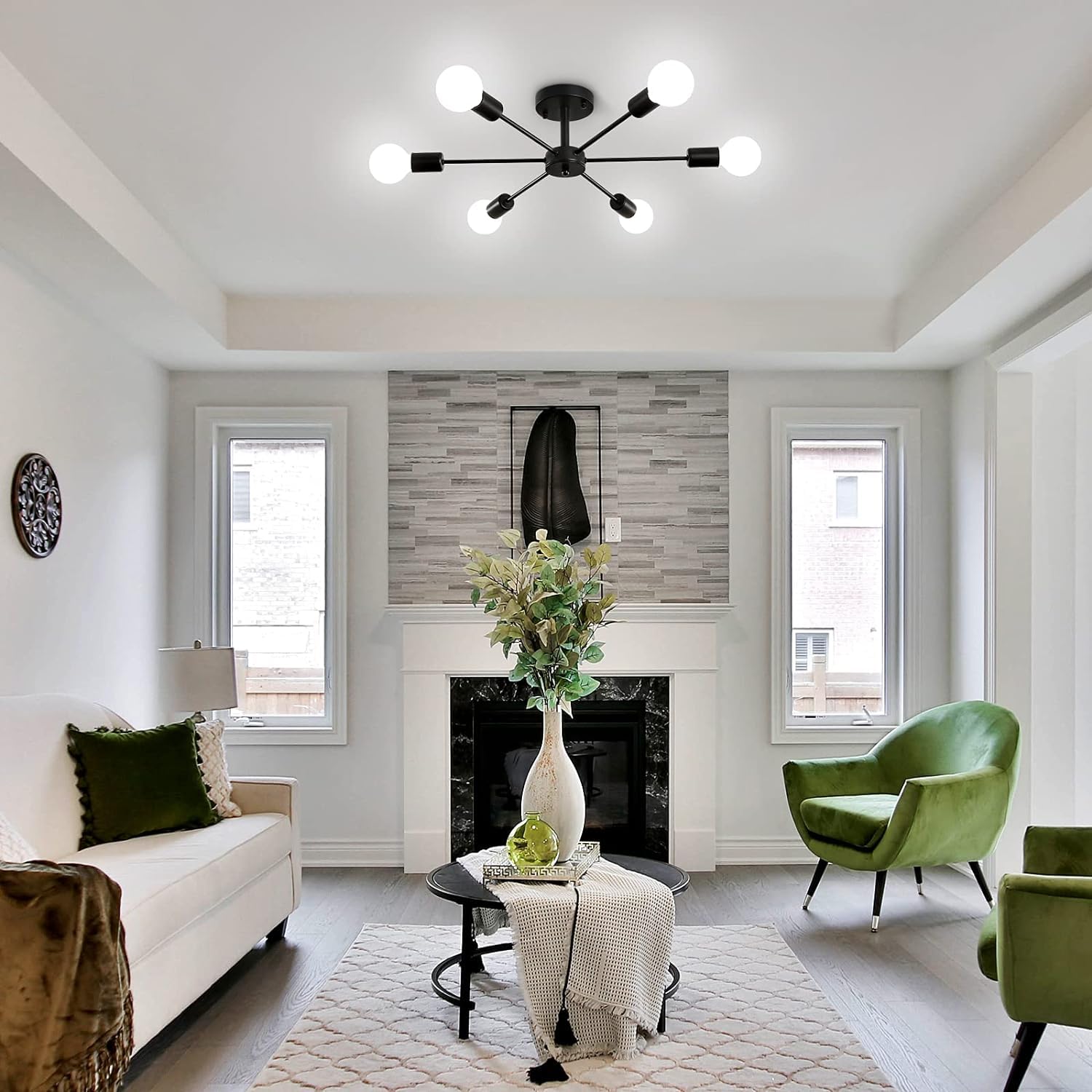 ELEPHANTBOAT Modern Metal Chandelier Light Fixture for Living Room with 6 Lights | Featuring Geometric Design and Iron Cast Body