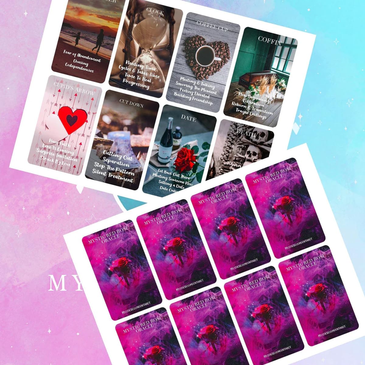 PATPAT Love Oracle Card Deck for Beginners with 53 Cards Featuring Messages and Artful Design