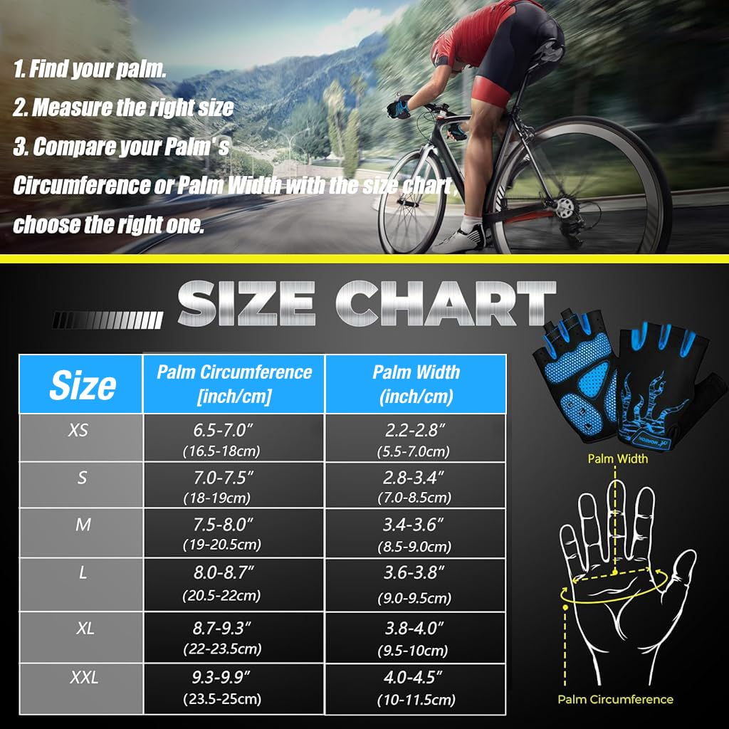 Proberos Cycling Gloves for Biking and Gym with Cushion Gel Palm Pads | Blue XXL