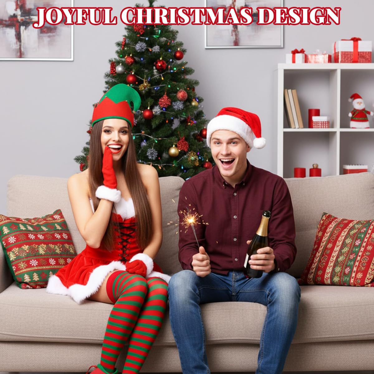 PATPAT Christmas Elf Costume Set for Holiday Parties with Hat and Boots | Festive Dress-Up