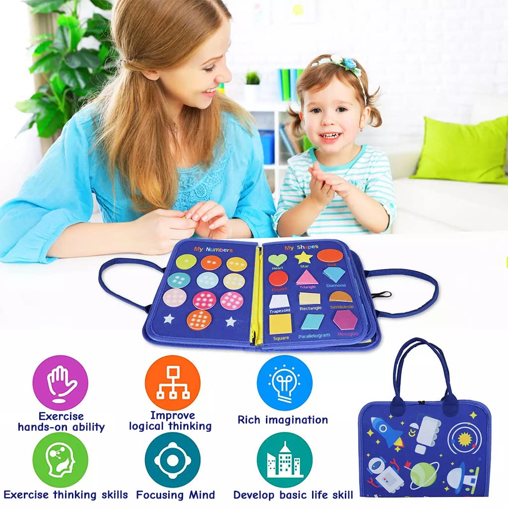 SNOWIE SOFT Busy Board for Toddlers featuring Zippers Buttons and Buckles | Soft Felt Montessori Toy