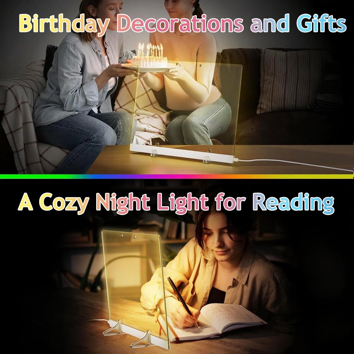 OFIFO LED Acrylic Writing Board for Home Office and Gifts featuring 7 Color Light 12x8 in