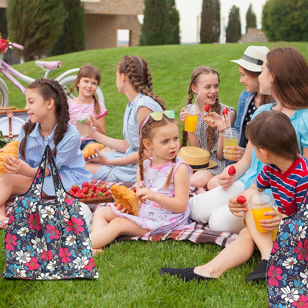 MAYCREATE Reusable Grocery Bags for Shopping with Foldable 46×40cm Design | 6PCS Polyester