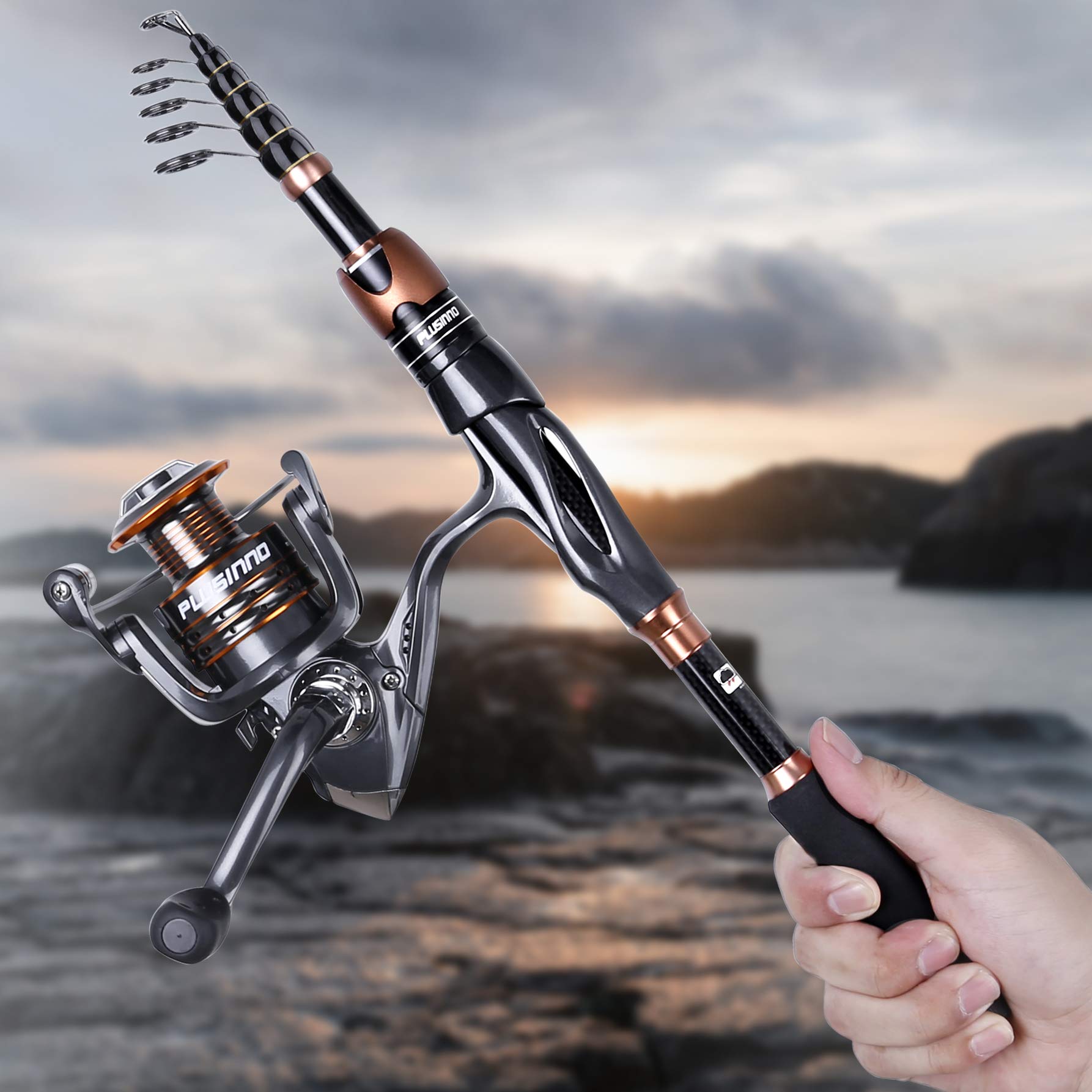Proberos Fishing Rod Reel Set 6.8 ft for Saltwater and Freshwater with Glass Fiber Rod and Smooth 5.5:1 Reel | Includes Lures Kit and Carry Bag