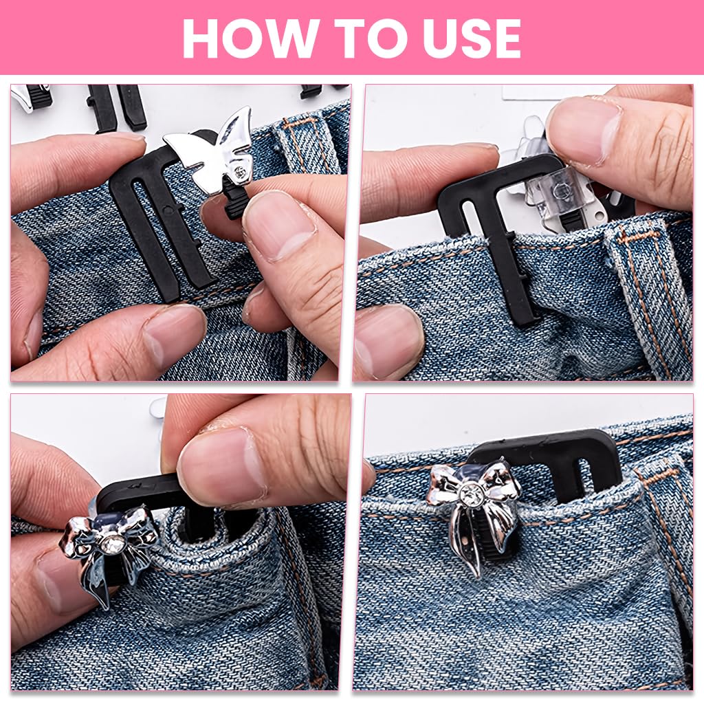 SANNIDHI Waist-Reducing Clips for Pants Adjustment with Secure Grip and Chic Designs Pack of 5