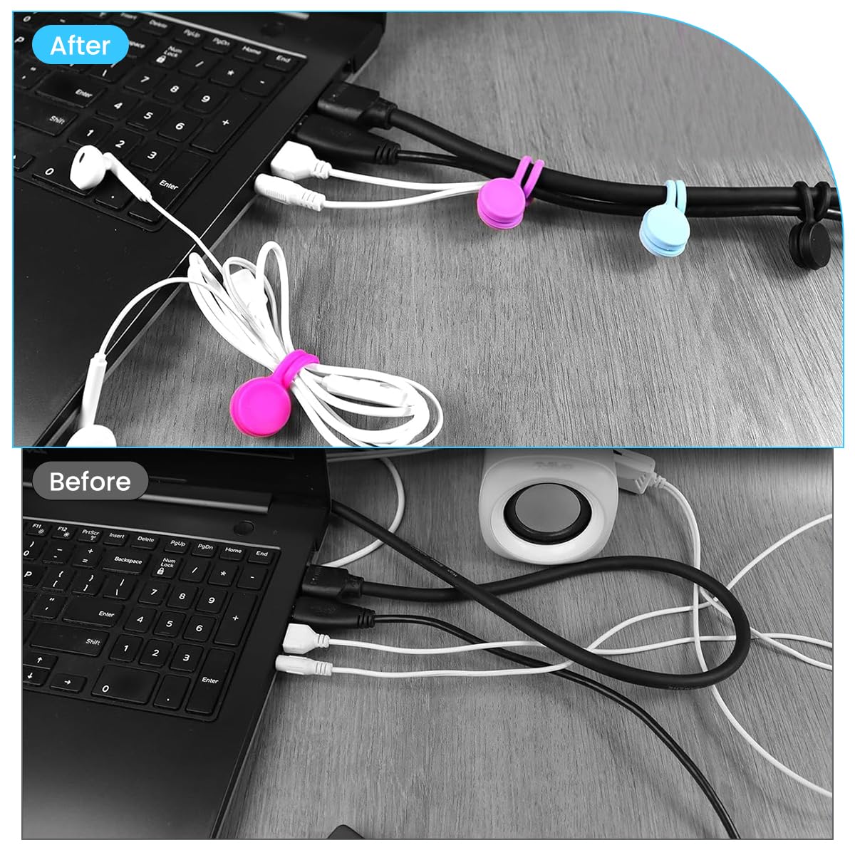 ZORBES Magnetic Cable Ties for Office and Home Organization featuring 10pcs 4.6in Design | Colorful Reusable Silicone Cord Organizer