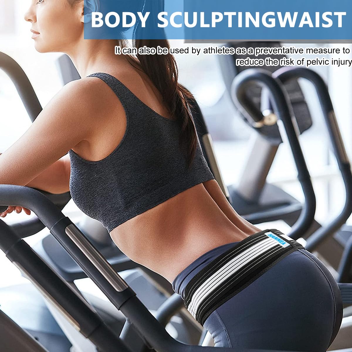 HANNEA Back Pain Relief Belt for Pelvic Support with Adjustable Anti Slip Design 140cm Black