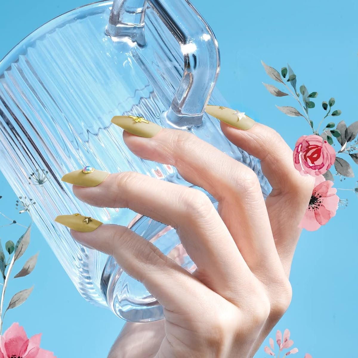 MAYCREATE Press On Nails Kit for DIY Nail Art with 576 pcs Ballerina Nails | ABS Material