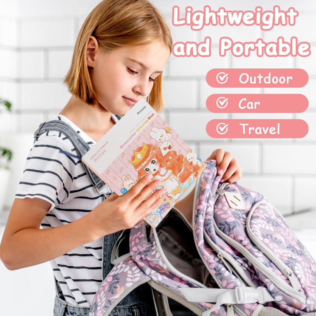 PATPAT Princess Magic Water Book for Kids with 18 Scenes & 24 Bookmarks | Reusable Watercolor Coloring Set