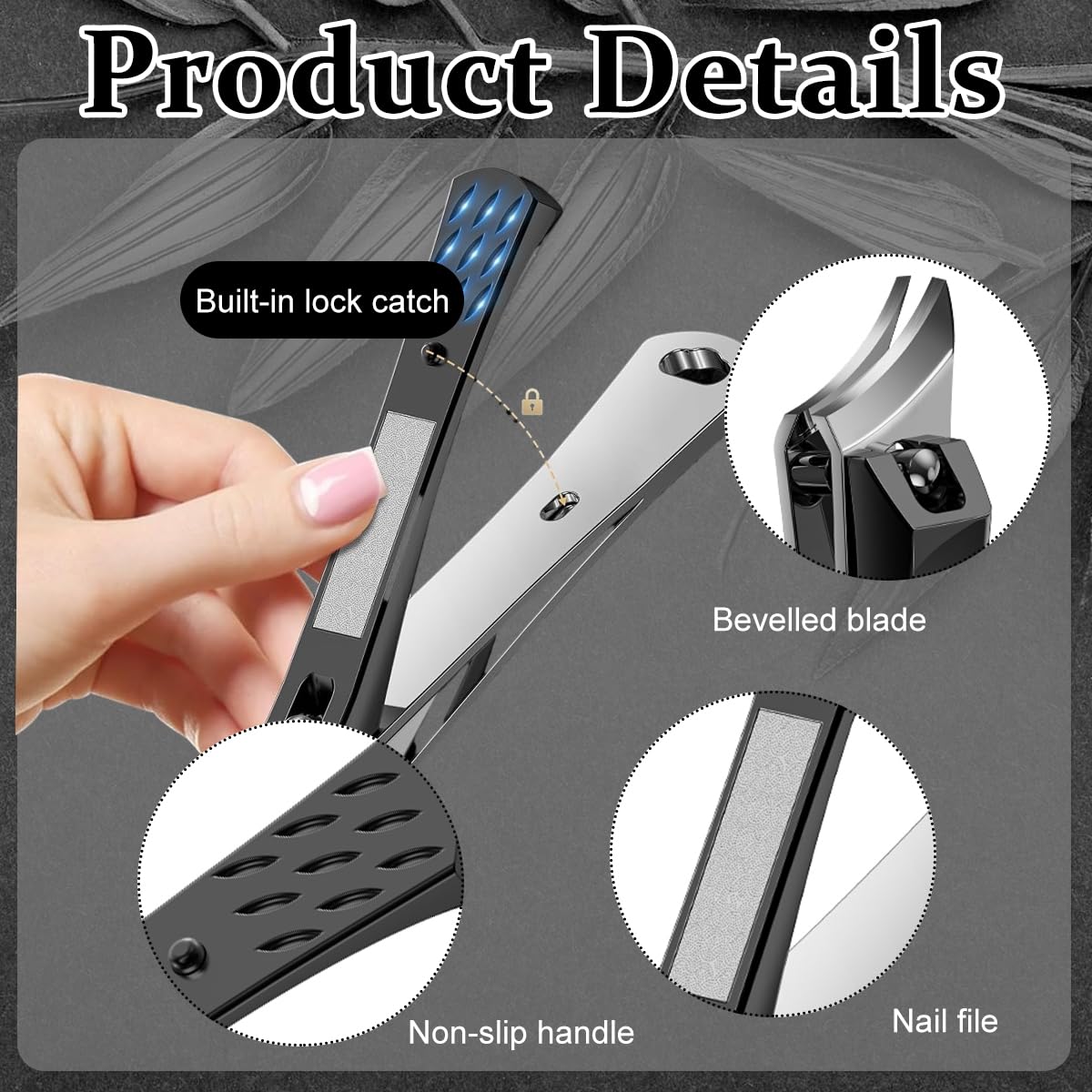MAYCREATE Nail Clipper Set 4PCS for Fingernails and Toenails with Slanted Blade | Stainless Steel