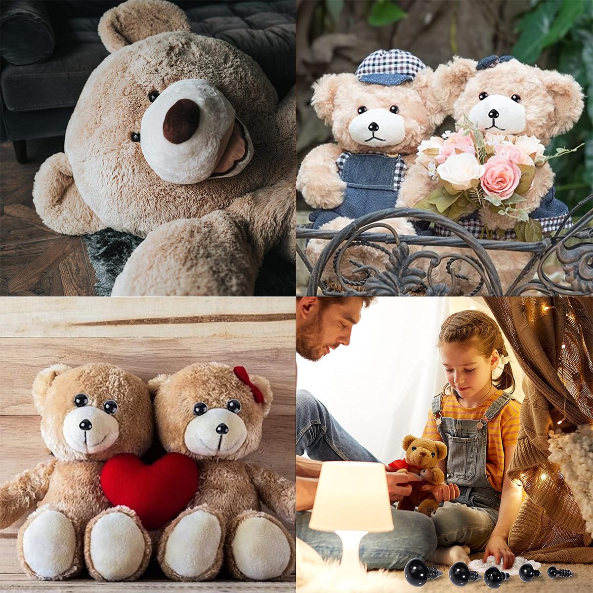 ZIBUYU Safety Eyes for Toy Restoration with Washers 142pcs Black Plastic | DIY Crafts