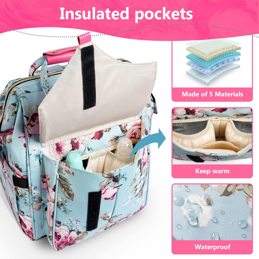 SNOWIE SOFT Diaper Bag Backpack Set of 4pcs for Travel with 11.8x9.0x15.7 in Large Capacity | Polyester Maternity Use