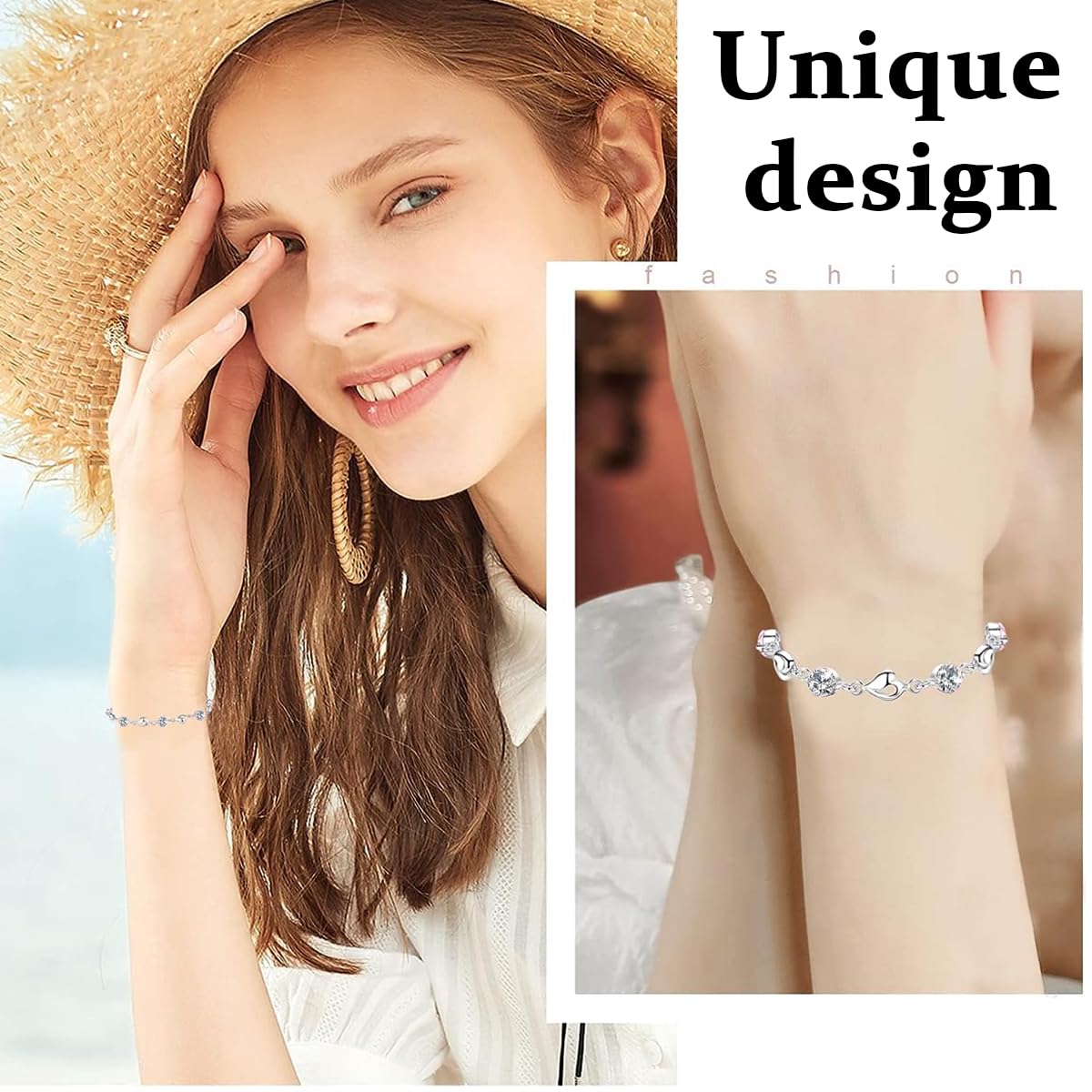 Venzina Chain Bracelet for Women featuring 6.5 in Adjustable Fit with Silver Zirconia Heart | Elegant Gift for Girls and Friends