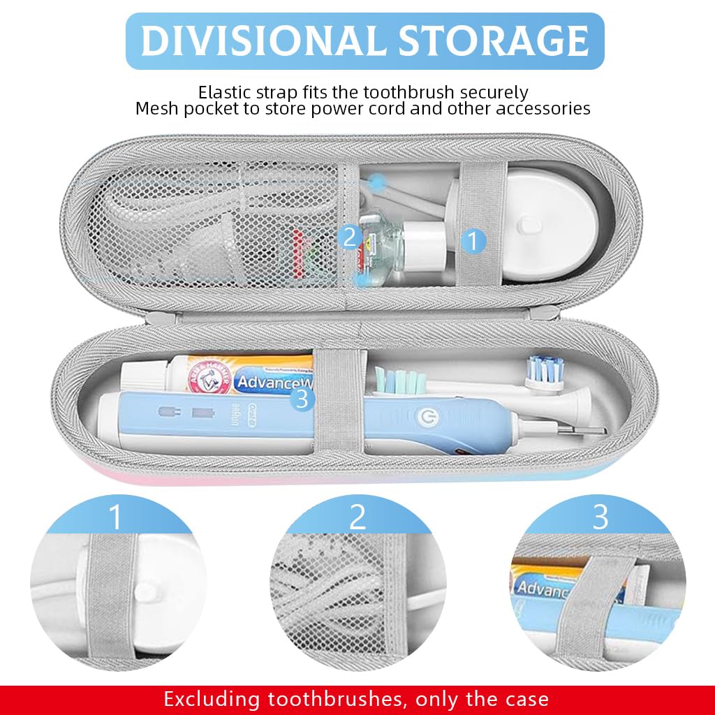 HANNEA Electric Toothbrush Hard Travel Case for Oral B iO Series featuring EVA Shell and Mesh Pocket | Waterproof Pink Portable Storage