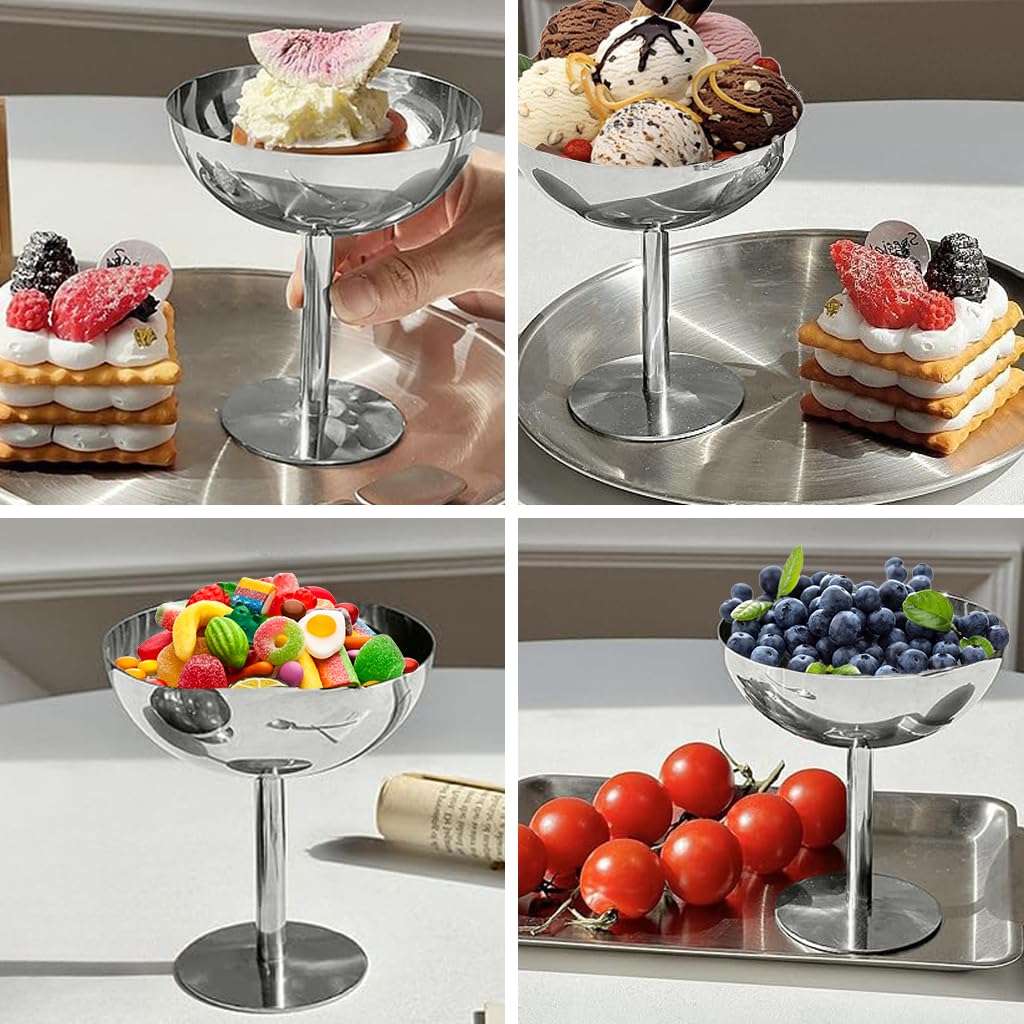Supvox Ice Cream Bowl 200 ml for Desserts and Snacks with Food Grade Stainless Steel Silver Finish