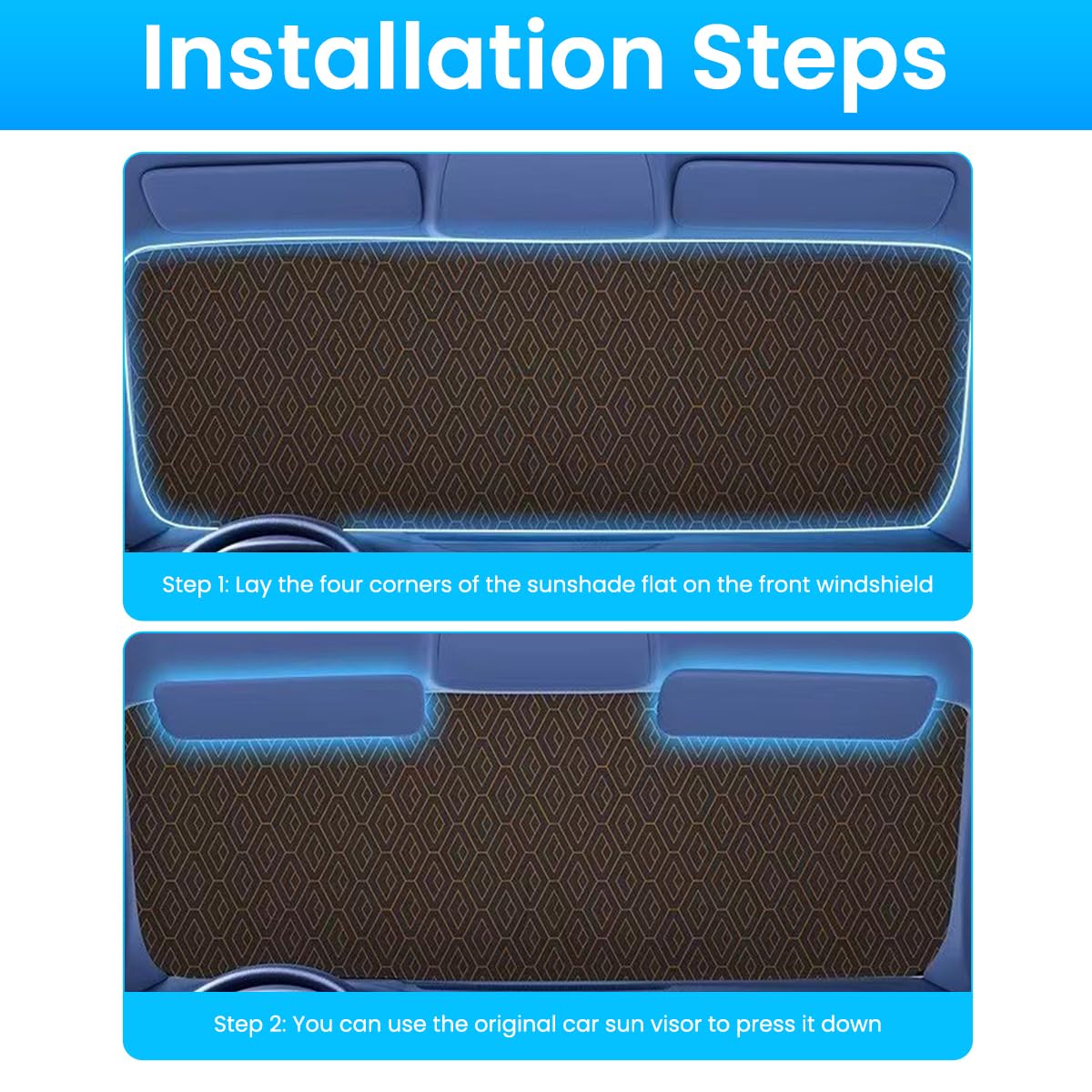 STHIRA Car Window Shade for UV Protection with Glass Fiber Frame 57x31 in | Foldable