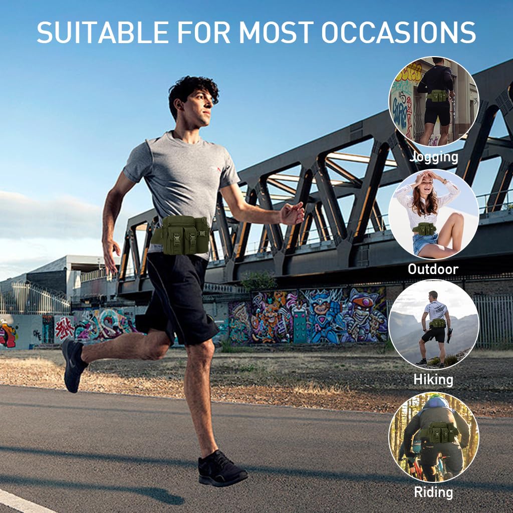 GUSTAVE Waist Bag for Hiking and Travel featuring 5 Zipper Pouches 34x6x13cm | Waterproof Oxford Cloth Black