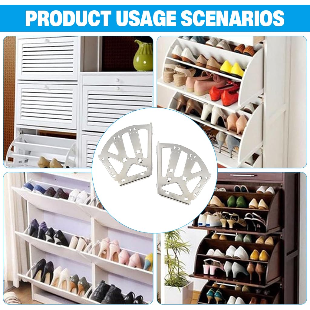 Serplex Cabinet Door Hinges for Flip Down or Tilting Cabinets with 2 Pcs Stainless Steel Set | Includes Installation Screw Pack