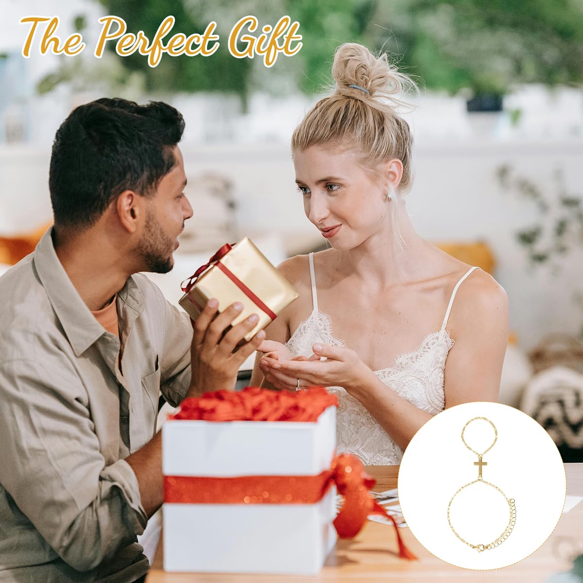 SANNIDHI Cross Bracelets for Women featuring Slim Gold Cross Pendant Link Chain | Elegant Hand Jewelry for Casual and Formal Wear