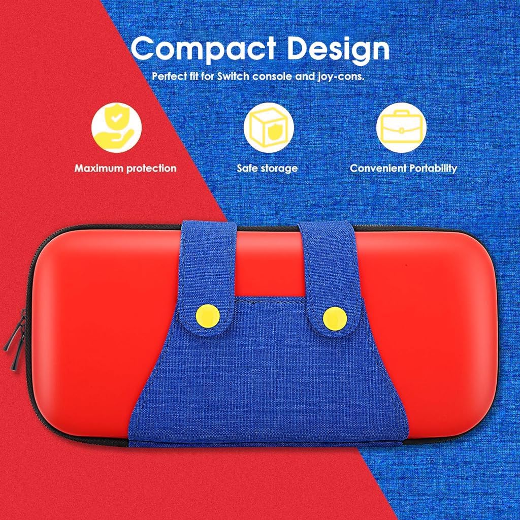 ZORBES Carrying Case for Switch and Switch OLED with 10 Game Slots | EVA PU Leather Protection