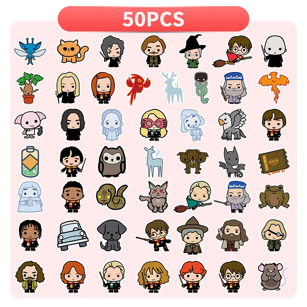 ELEPHANTBOAT Harry Potter Stickers for DIY Crafts with Waterproof UV Film | 50pcs PVC Set