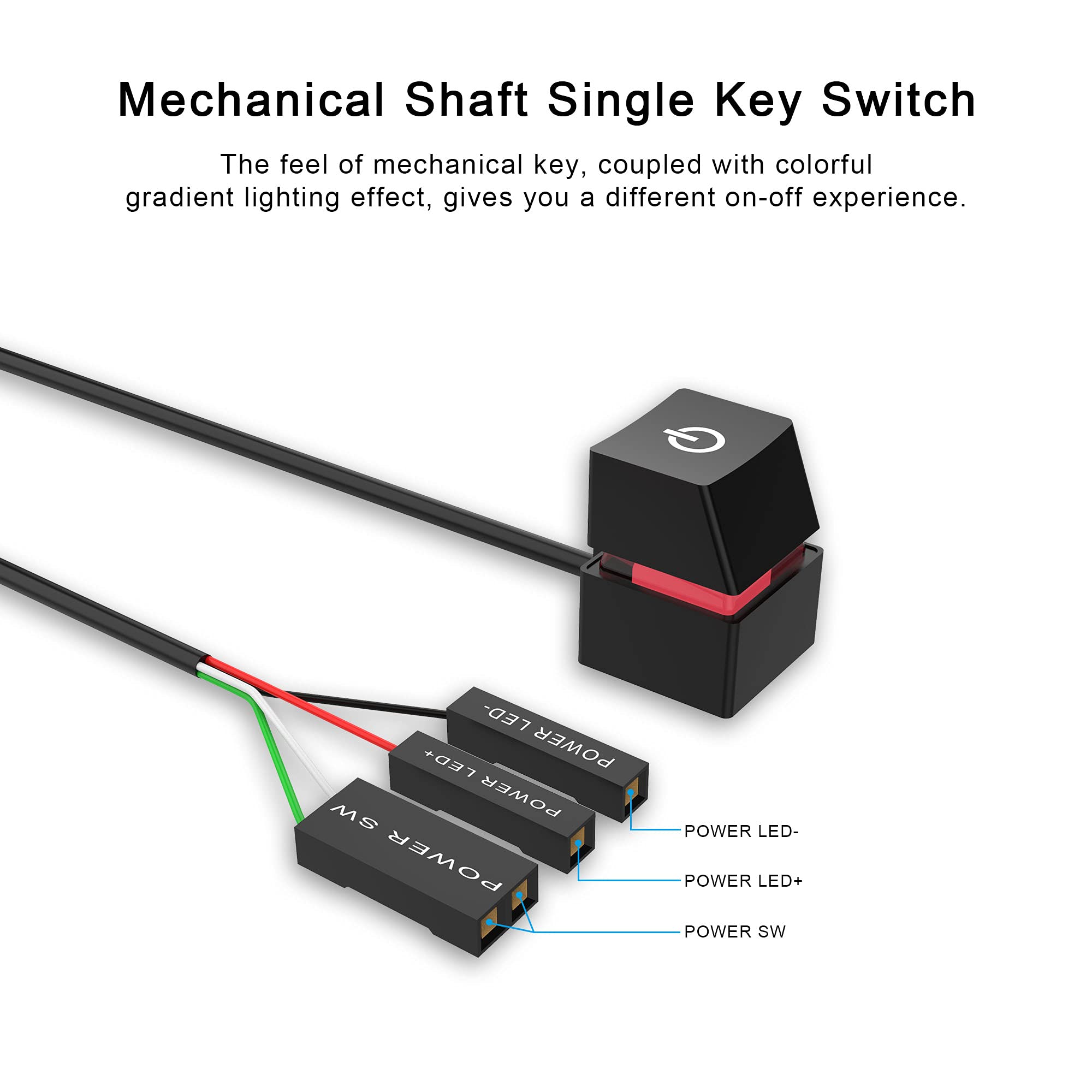 Verilux Desktop Computer Power Switch, Computer On/Off Switch, Push Button CPU Power Switch Button for Household Office Hotel Extension Cord, External Remote Start PC Motherboard Switch Button Extension Cable