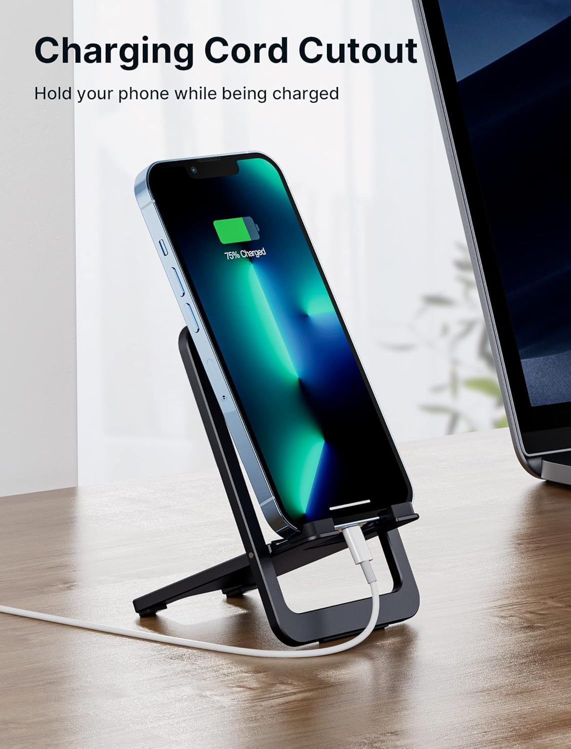 JSAUX Mobile Stand for Desk with 0–90° Adjustable Swivel Joint | Foldable Aluminum Holder