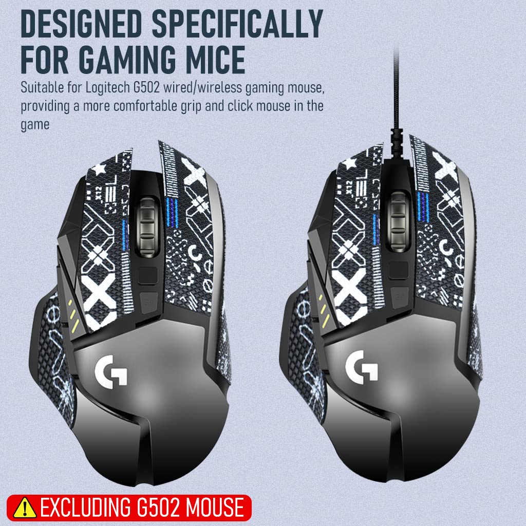 Mouse Grip Tape for Logitech G Pro Wireless featuring Pre‑Cutted Self‑Adhesive Anti‑Slip Skin | Light Black