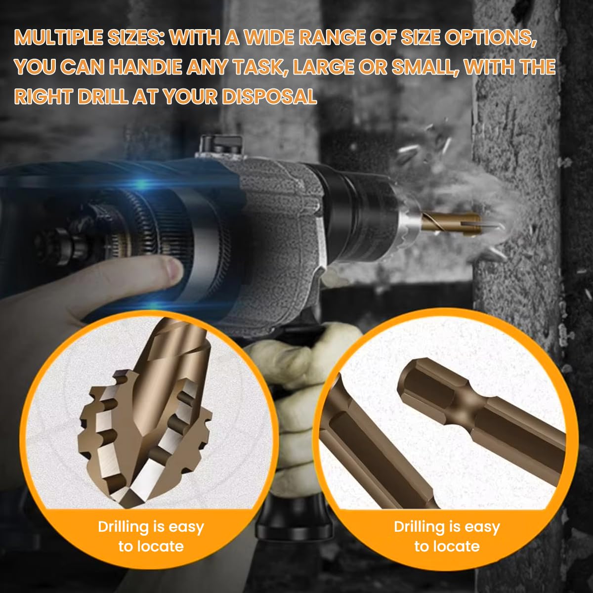 Serplex Carbide Drill Bits Set for Tile Glass and Concrete with 4‑Edge Sawtooth Design | 14PCS Alloy Steel Hex Shank