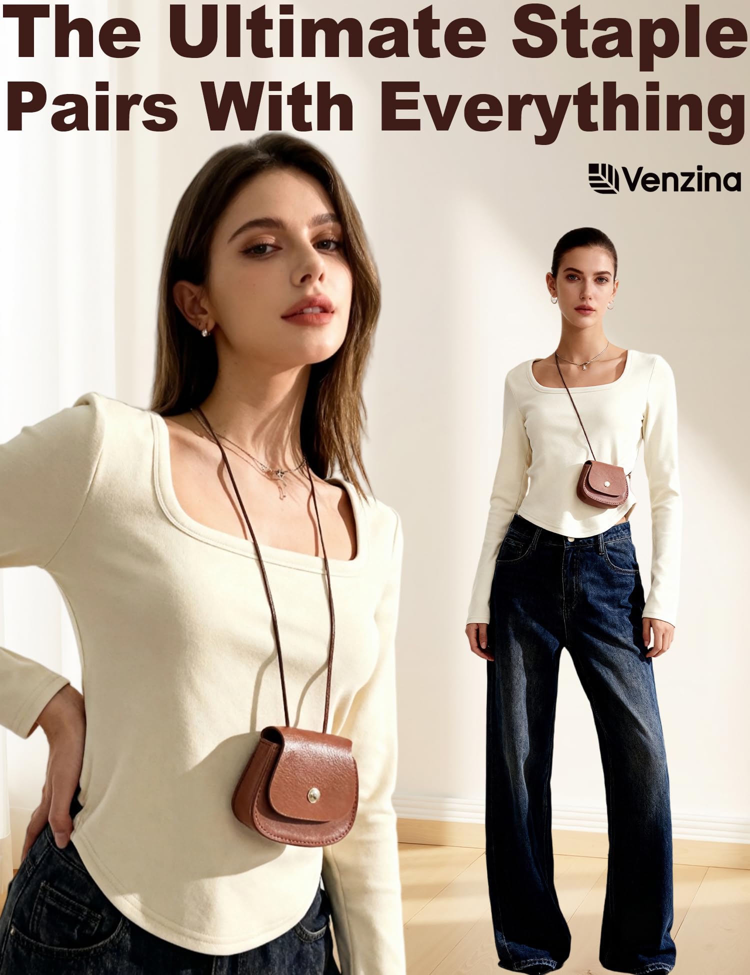 Venzina Women's Thermal Top for Fall and Winter with Double-Sided Fleece Warmth | Slim Fit Base Layer