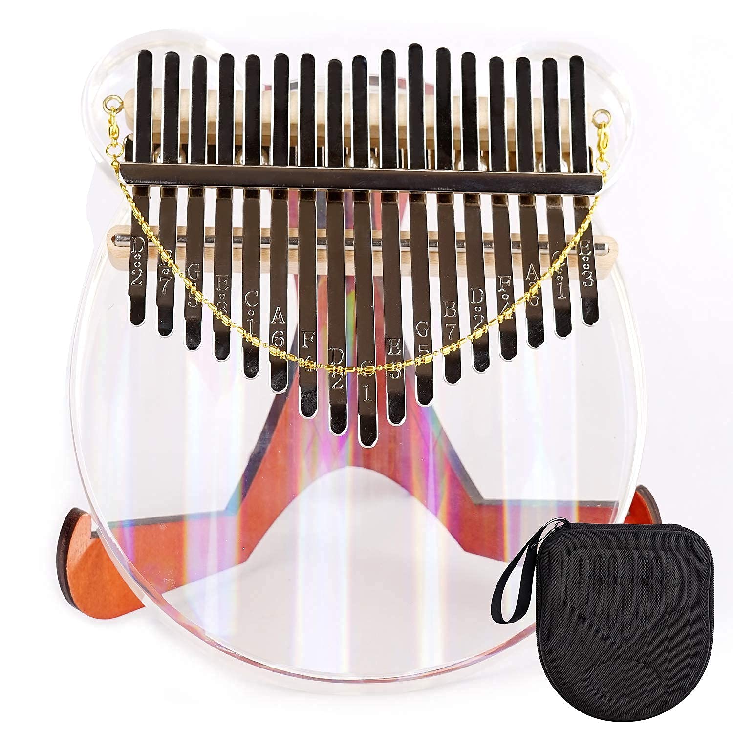 Verilux® Thumb Piano Crystal Kalimba Acrylic Mbira Finger Kalimba Musical Instrument Gifts for Kids Adult Beginners with Tuning Hammer, Study Instruction and Eva bag