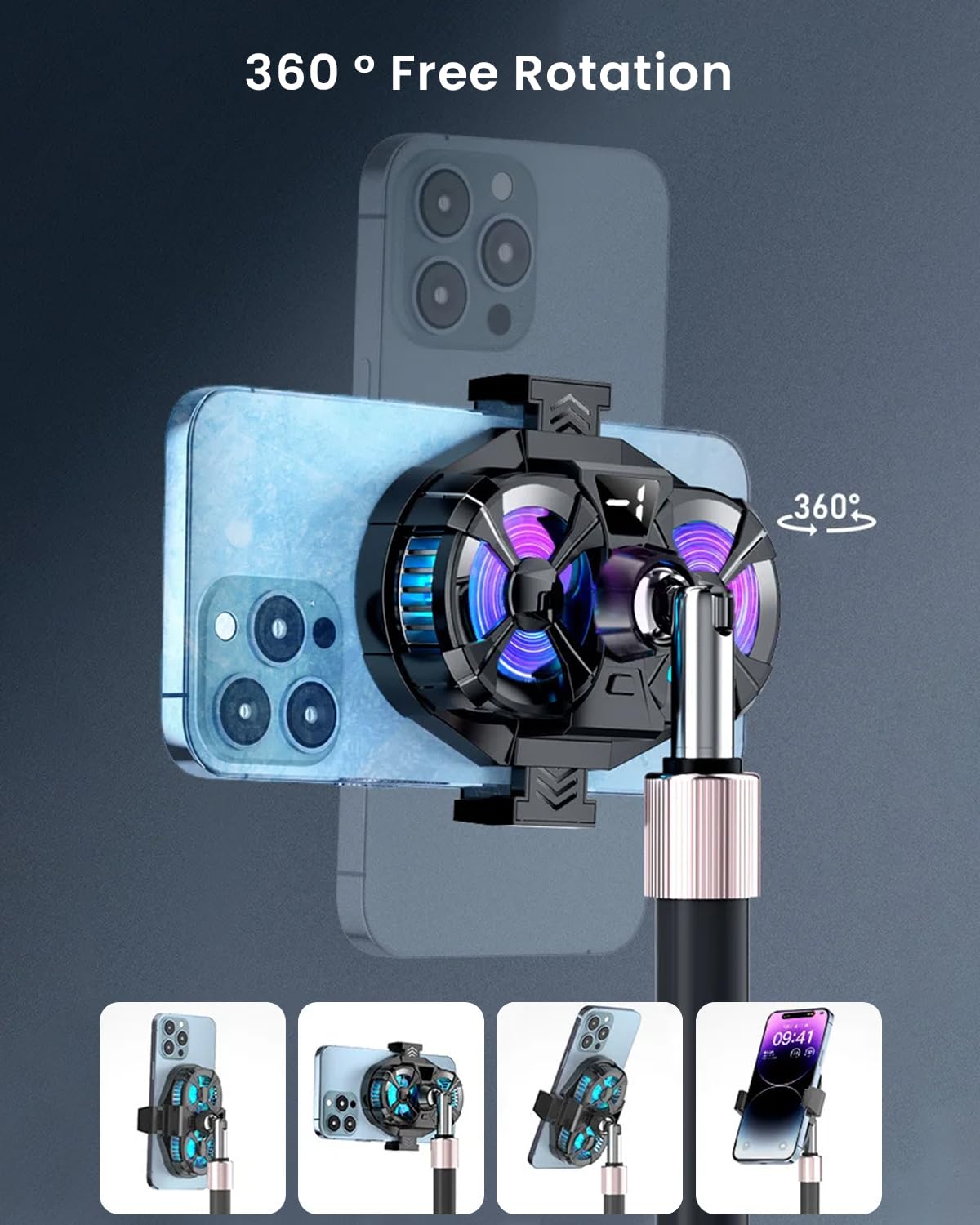 ZORBES Phone Cooler Gaming Fan, Gaming Mobile Cooler Fan, Dual Turbo Fan Phone Cooler with Digital Display & Adjustable Clip Claw Design, 3 Speed Adjustable Phone Cooler Universal Phone Cooler