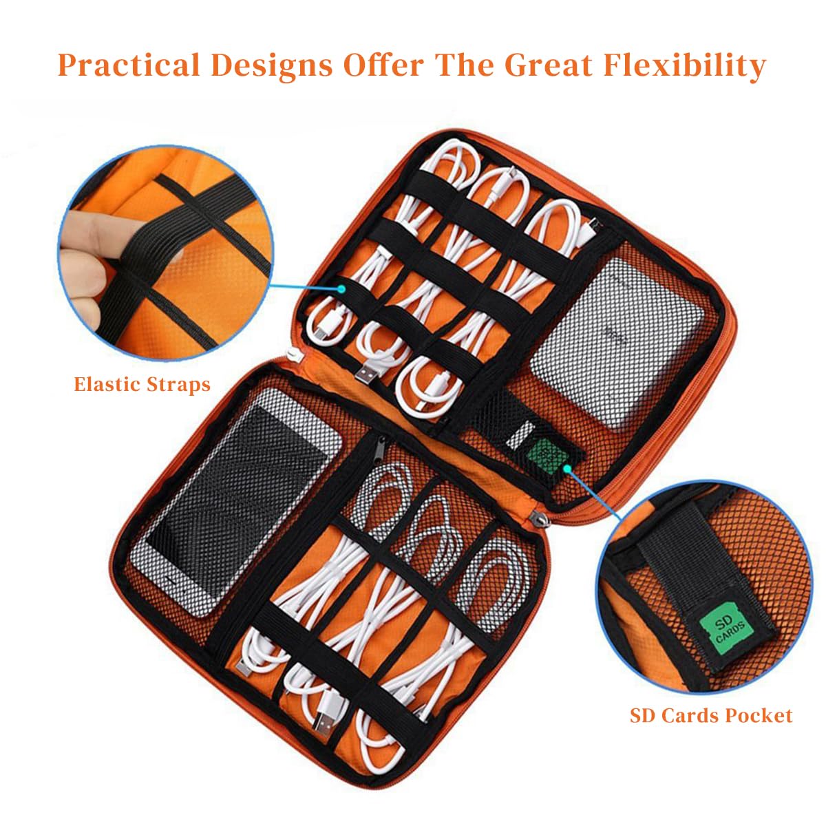 ZORBES Electronics Accessories Organizer Bag for Travel with Triple Layer Storage and Waterproof Oxford Fabric