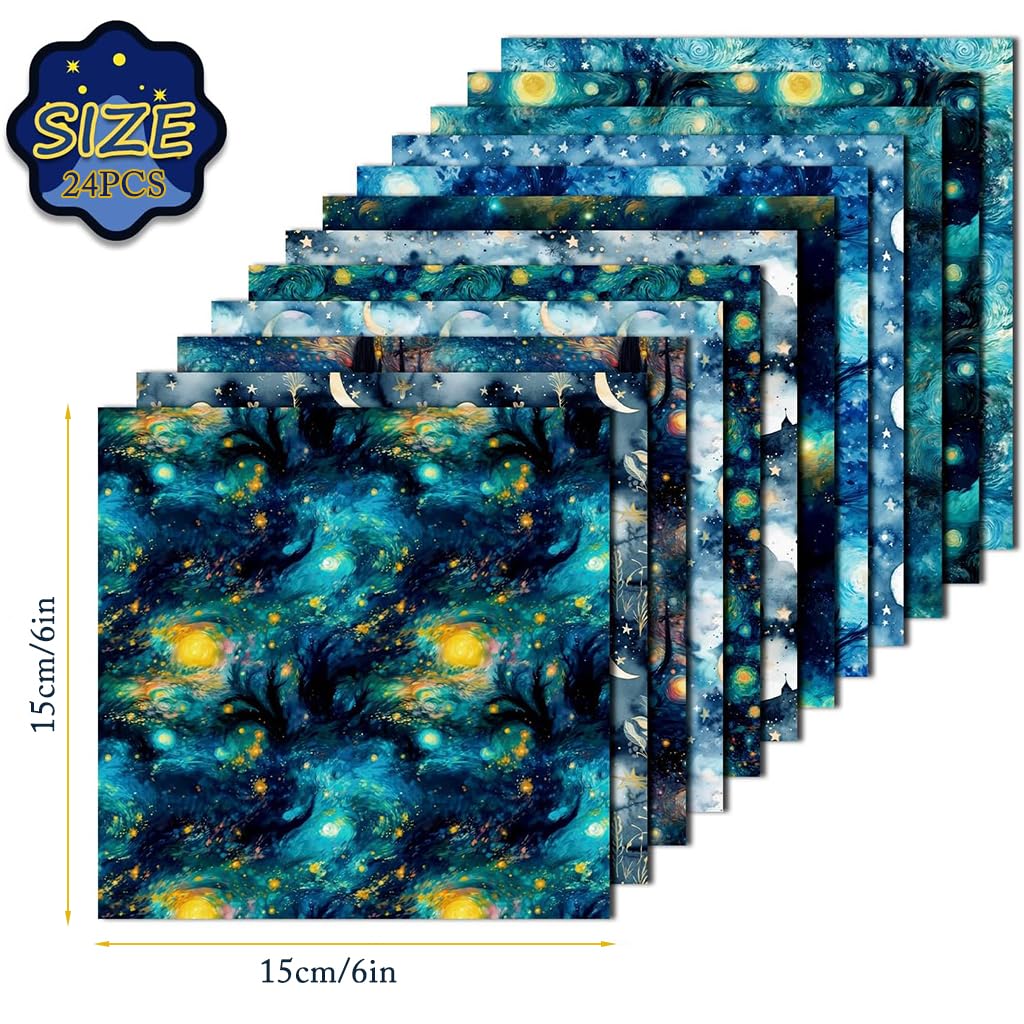 HASTHIP Scrapbook Paper for Journaling and Gift Wrapping featuring 24 6x6 in Galaxy Designs | Single-Sided 160gsm Cardstock