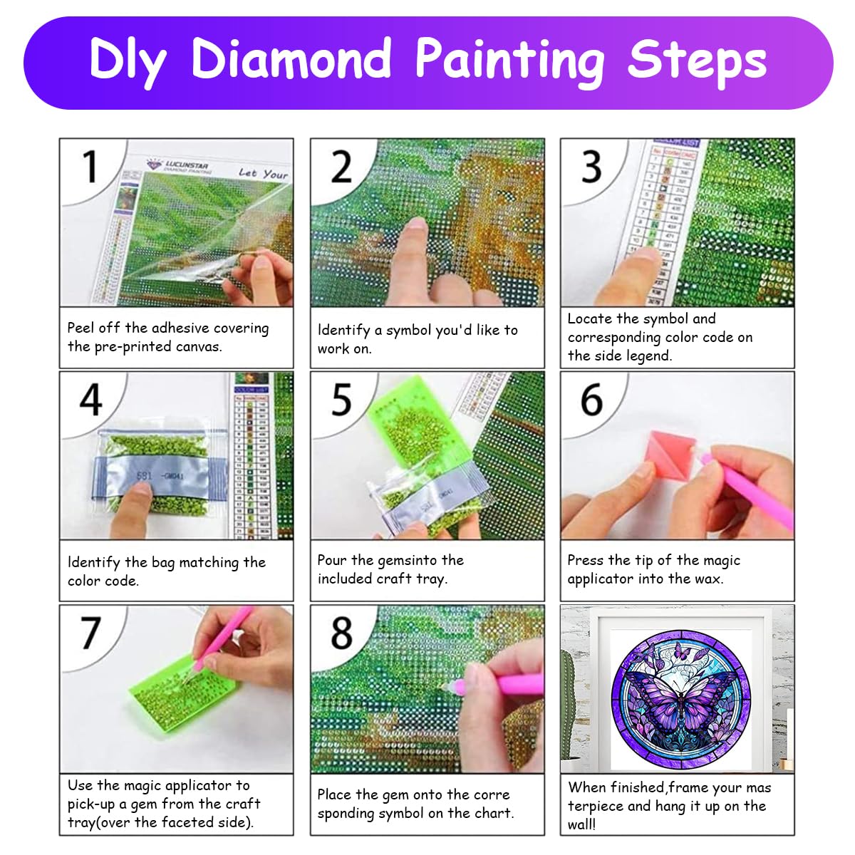 HASTHIP 5D Diamond Painting Kit for DIY Crafts with Starry Night 30x40cm and Butterfly Art Set
