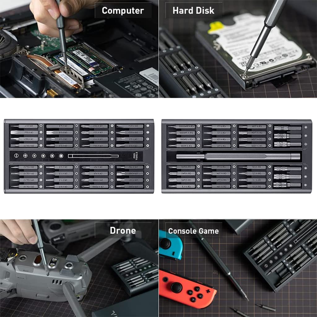 Supvox Screwdriver Set for Phone and Computer Repair with 63 pcs Bits and Magnetic Handle | Chrome Vanadium Steel