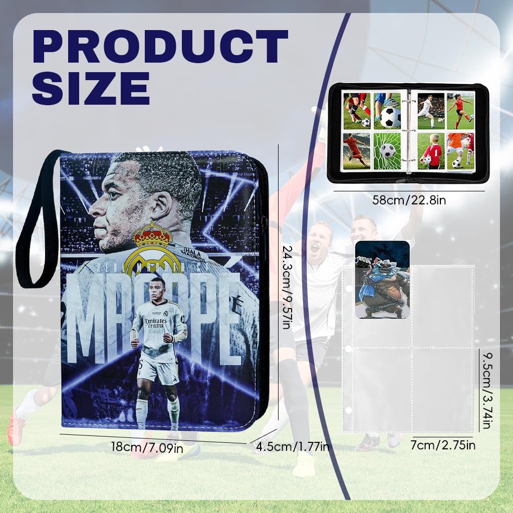 PATPAT Soccer Cards Binder for Collectors with 400 Pockets Zipper Closure and PU Cover | Waterproof Storage Organizer