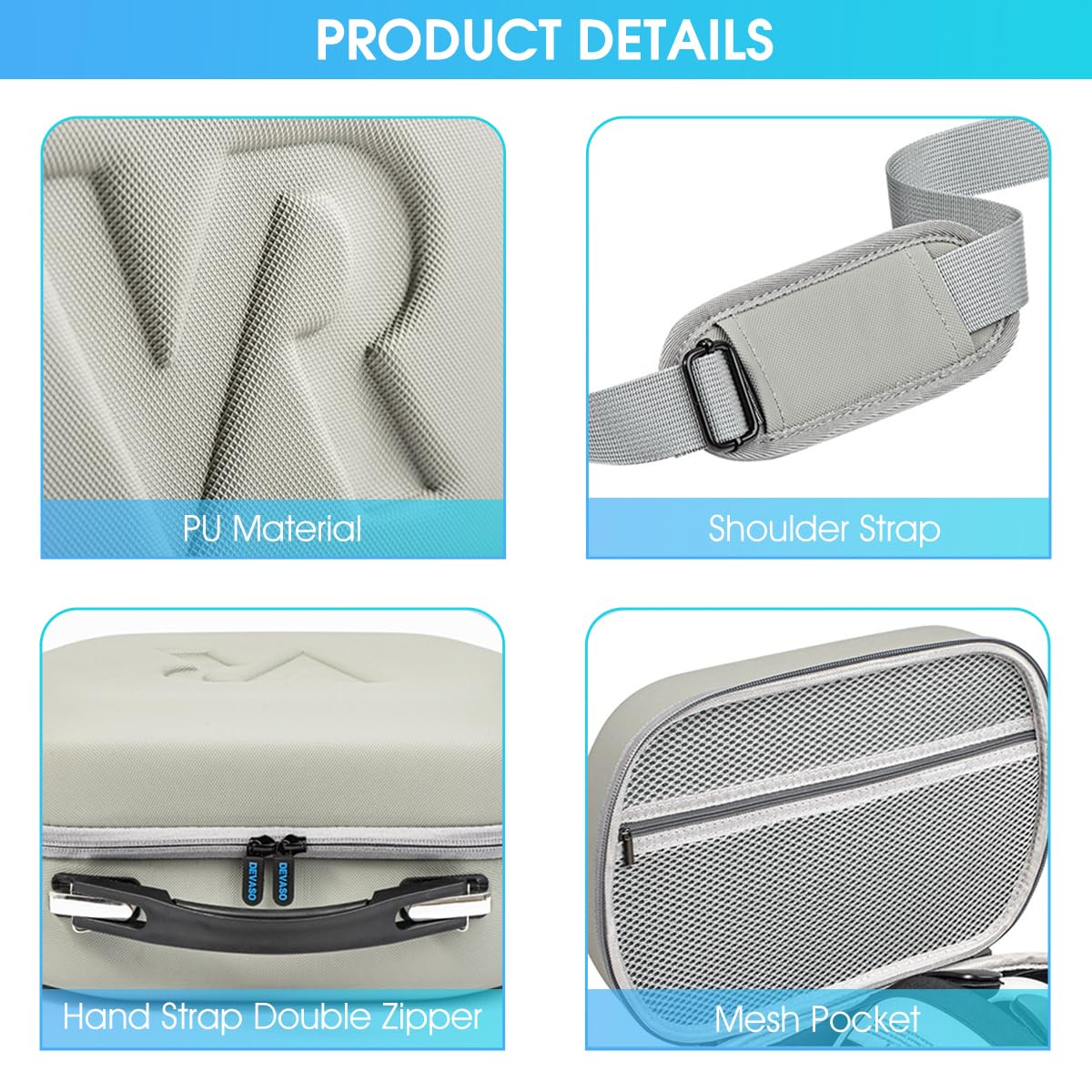 ZORBES Carry Bag for Oculus Quest 3 with 32.5x22.5x15.3cm Hard Felt Shell | Waterproof Travel Case and Accessory Organizer