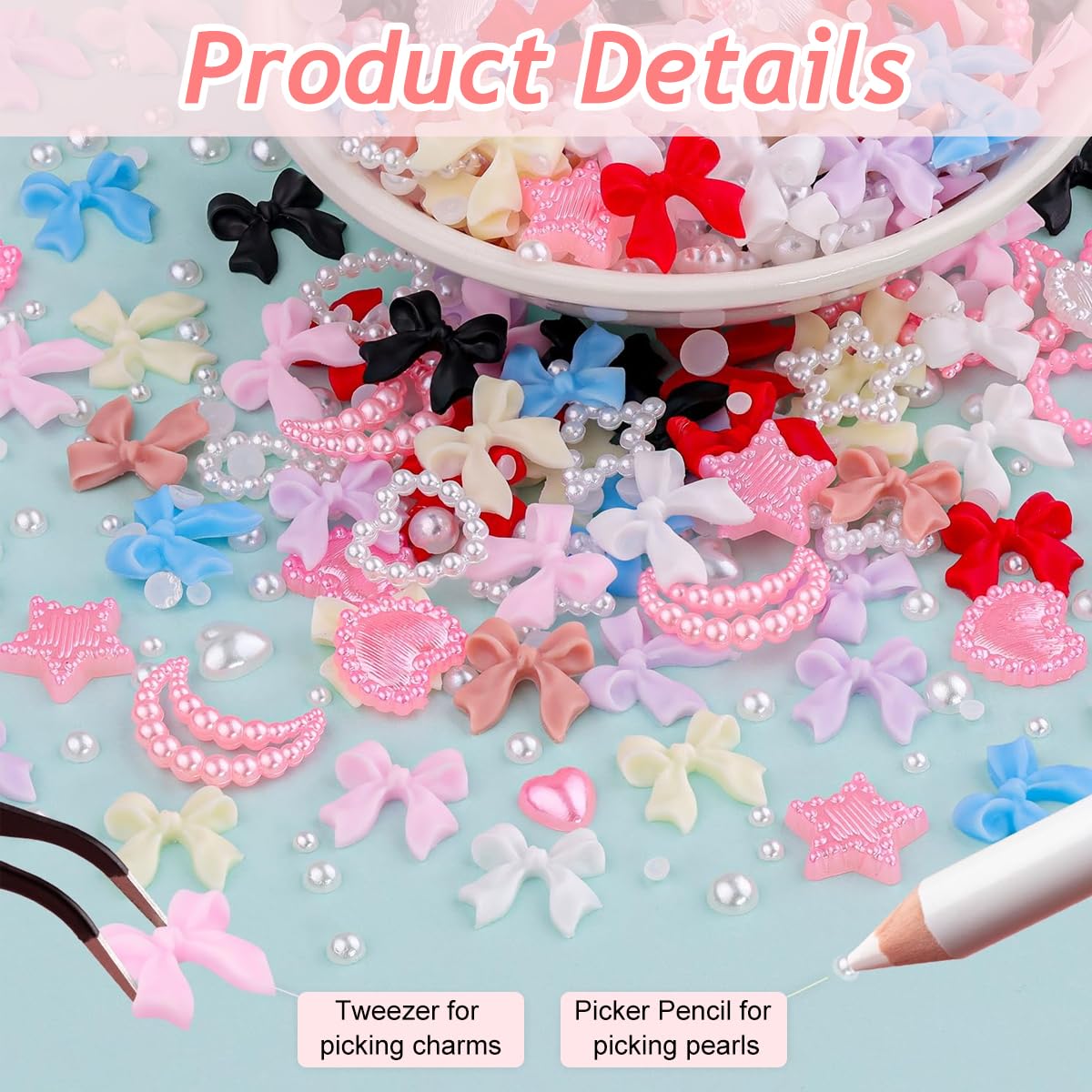 MAYCREATE 3D Nail Charms Set for Ocean Theme Designs with Metal Alloy Pearls | 2PCS