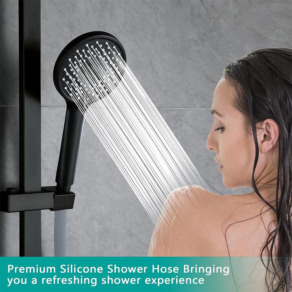 HASTHIP Shower Hose Pipe for Bathroom Upgrades with Copper Connectors and 1.5 m Flexible Silicone Tube | Grey Replacement