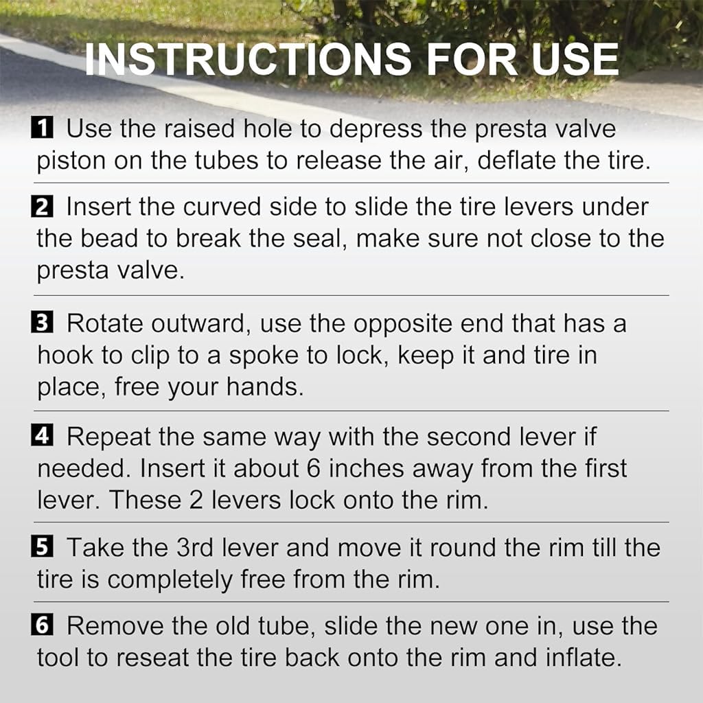 Proberos Bicycle Tyre Levers Set for Roadside Repair with Spoke Clip | 6Pcs 4.1in Plastic Tools