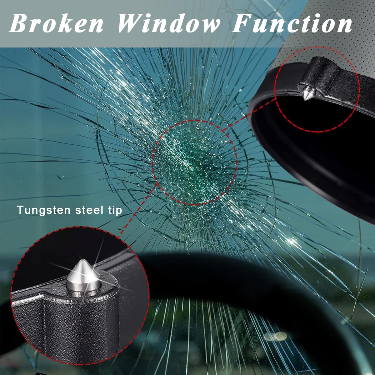 STHIRA Cylinder Car Tissue Holder for Cup Holder with 2.63 in Width and Window Breaker | PU Leather Design